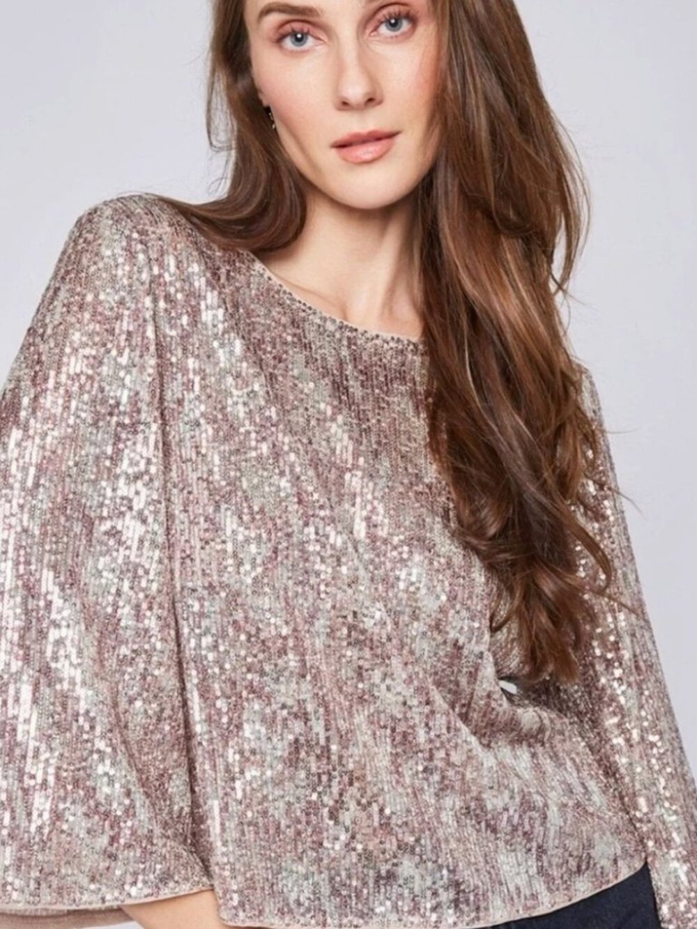 Gentle Fawn Jett Glam Sequin Large Rose Gold Long Sleeve Blouse New with Tags‎